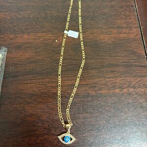 Gold Evil Eye Necklace Egypt new